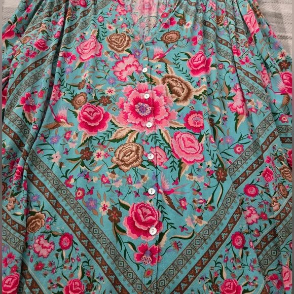 Spell Teal Babushka Blouse SZ XXL + Jasmine Fan NWT 🩵🩷 RESERVED❣️ - Picture 8 of 14